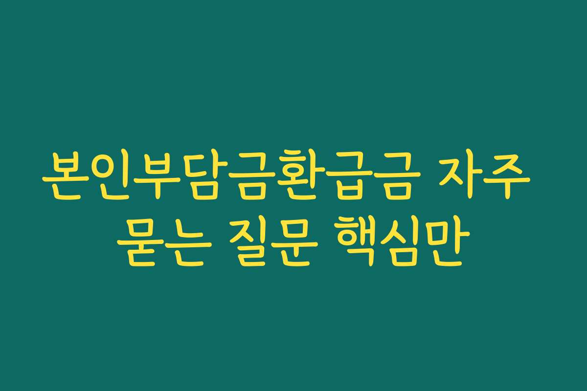 본인부담금환급금 자주 묻는 질문 핵심만