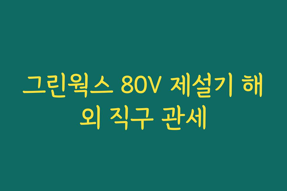 그린웍스 80V 제설기 해외 직구 관세