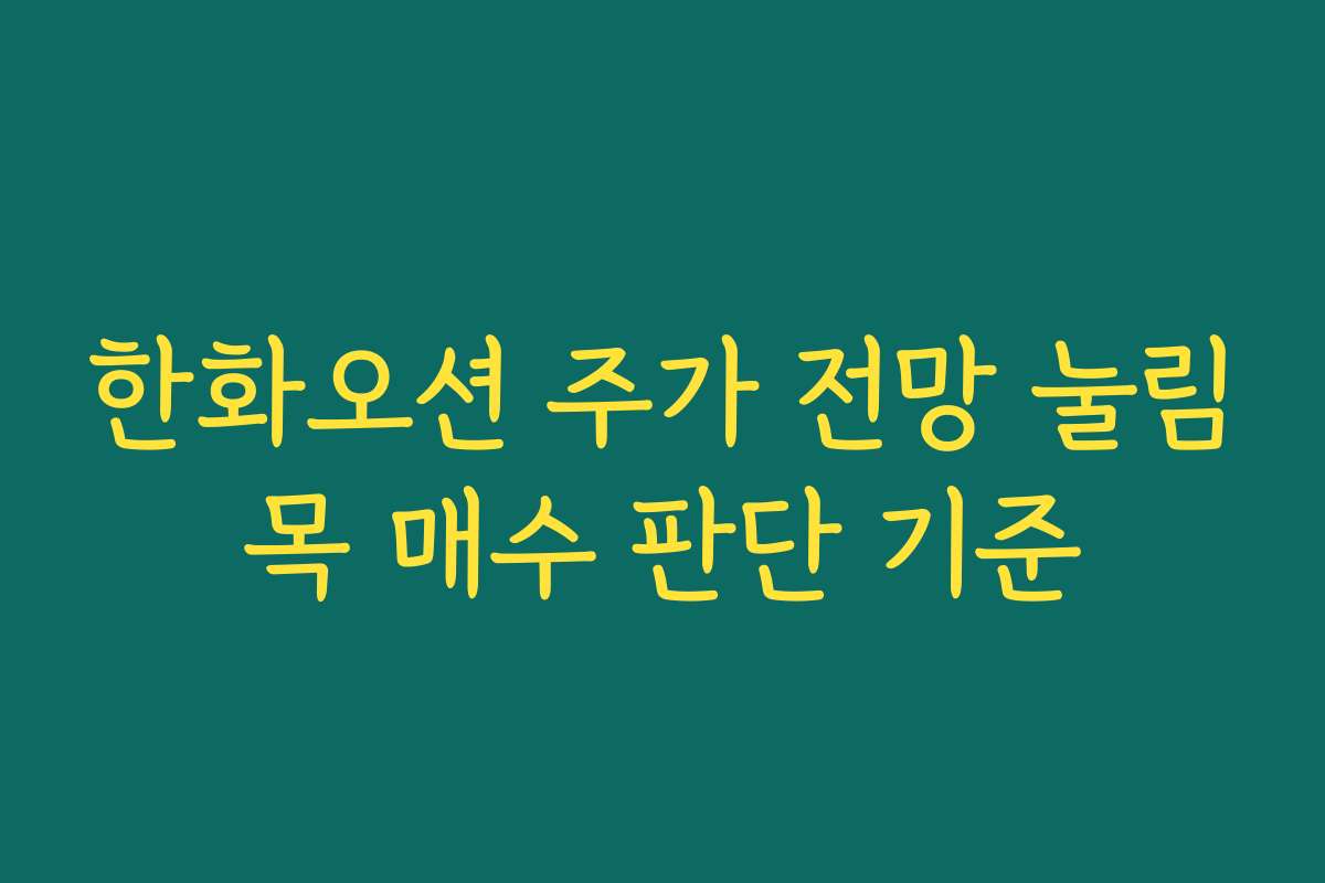 한화오션 주가 전망 눌림목 매수 판단 기준