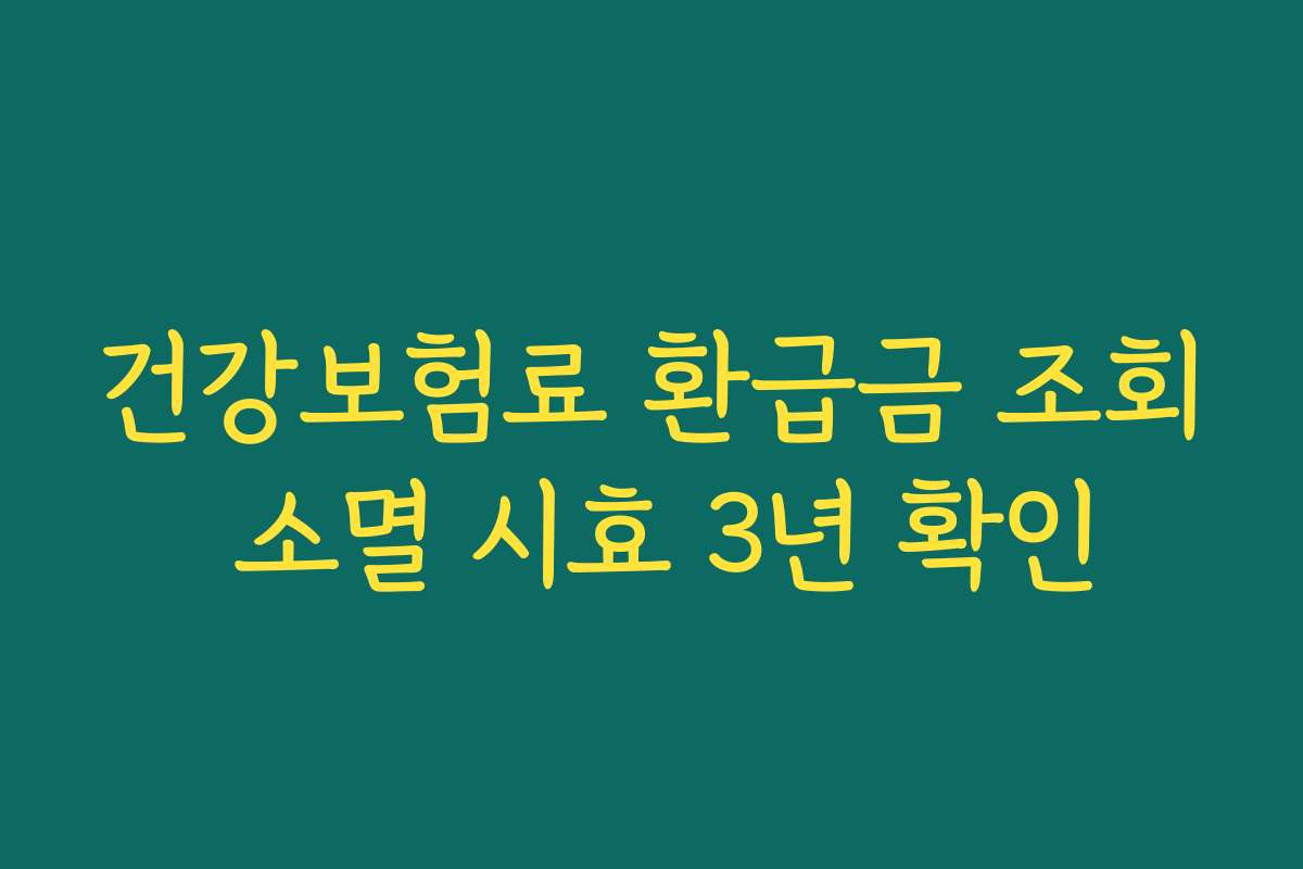 건강보험료 환급금 조회 소멸 시효 3년 확인