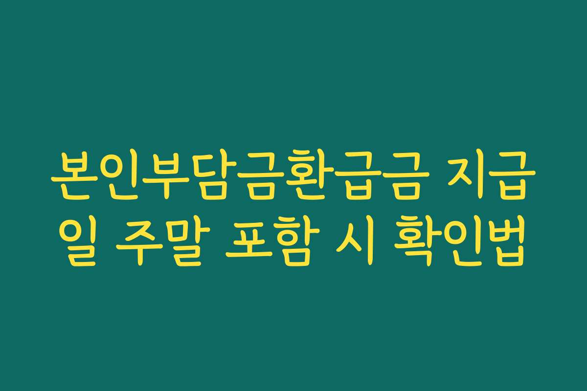 본인부담금환급금 지급일 주말 포함 시 확인법