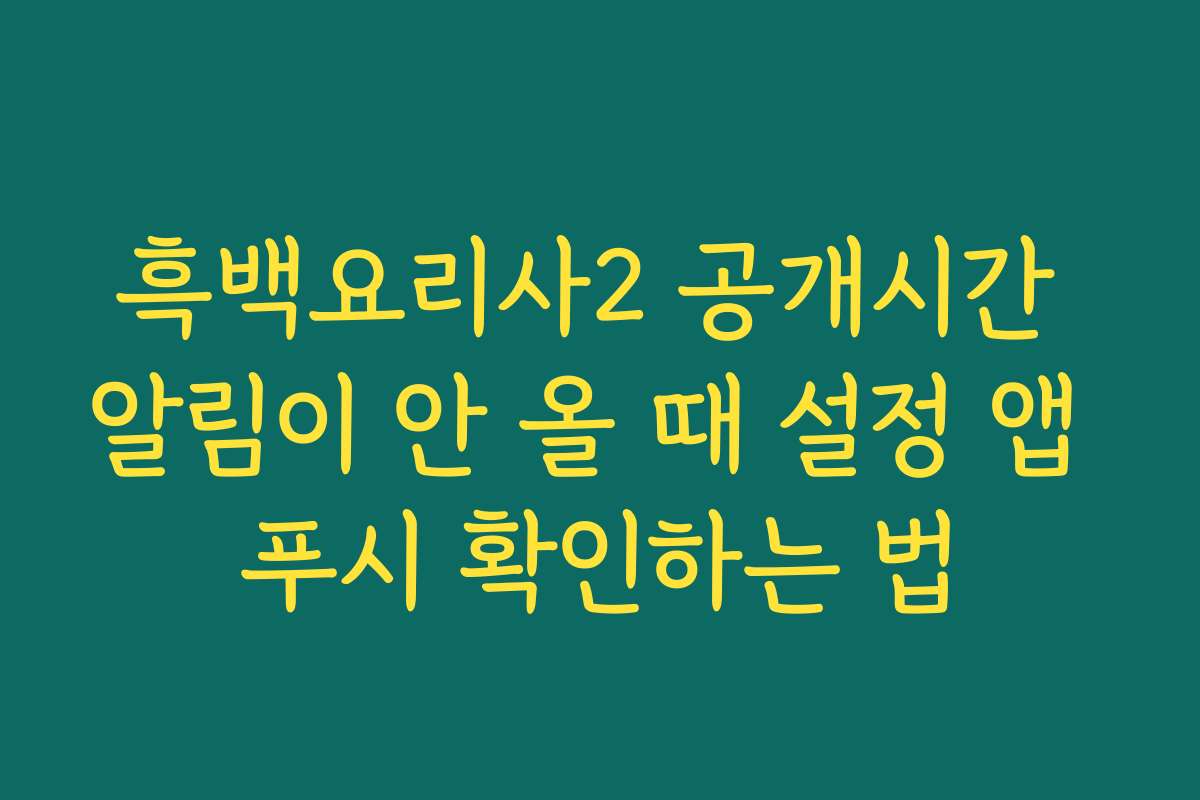 흑백요리사2 공개시간 알림이 안 올 때 설정 앱 푸시 확인하는 법
