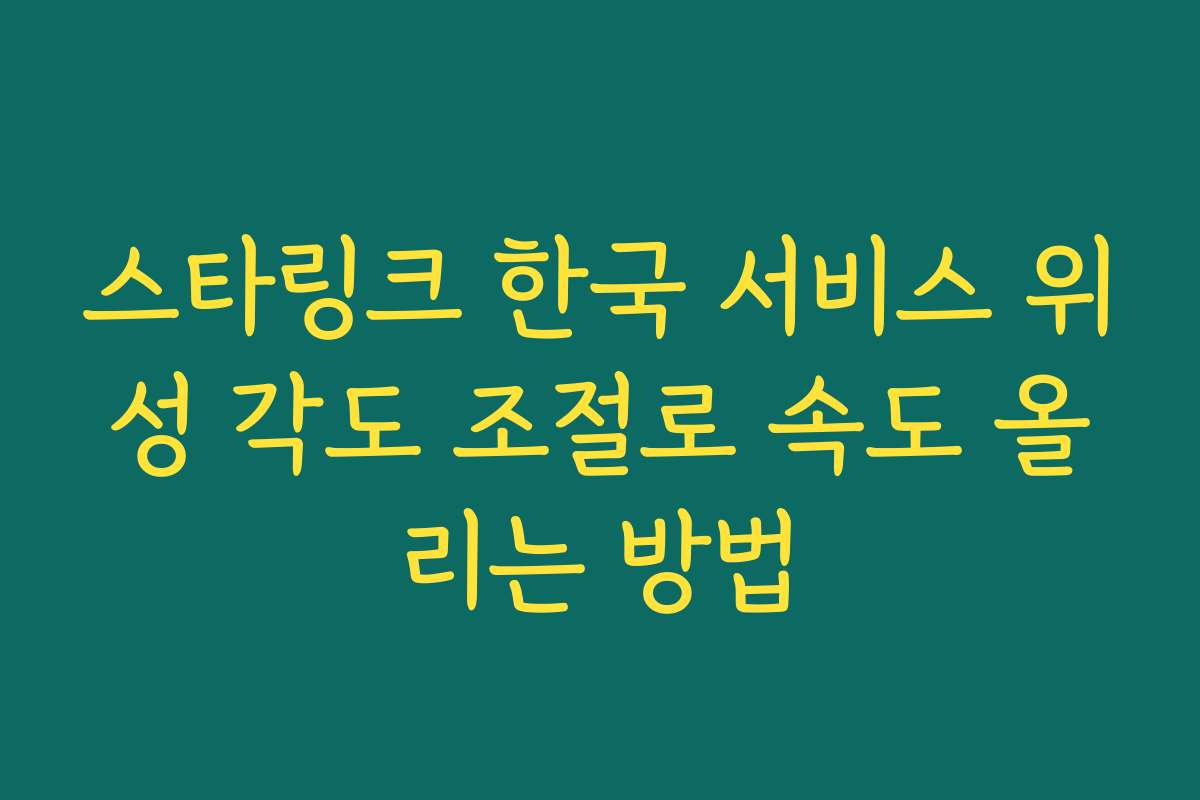 스타링크 한국 서비스 위성 각도 조절로 속도 올리는 방법
