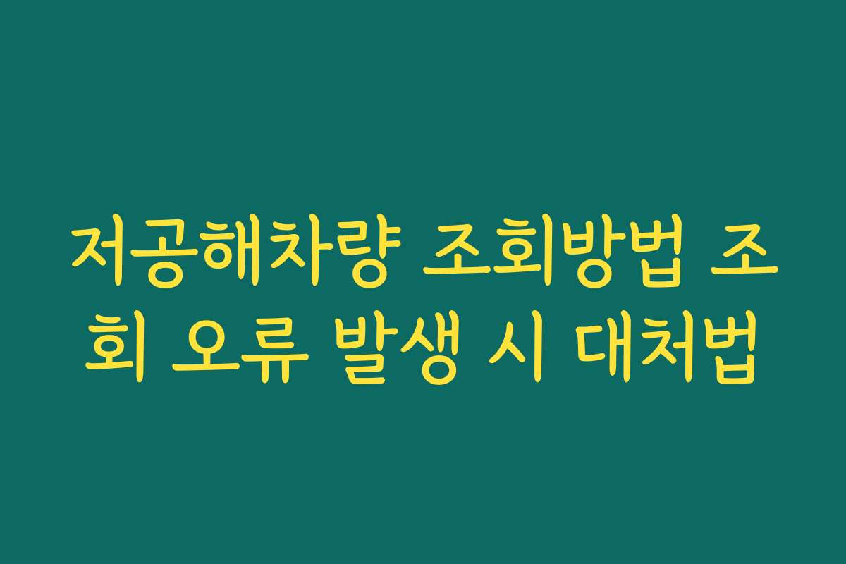 저공해차량 조회방법 조회 오류 발생 시 대처법