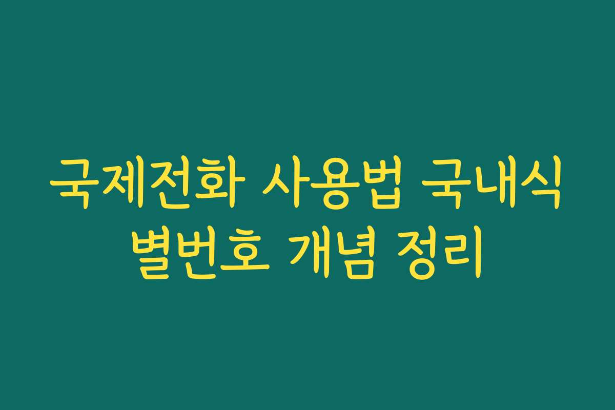 국제전화 사용법 국내식별번호 개념 정리