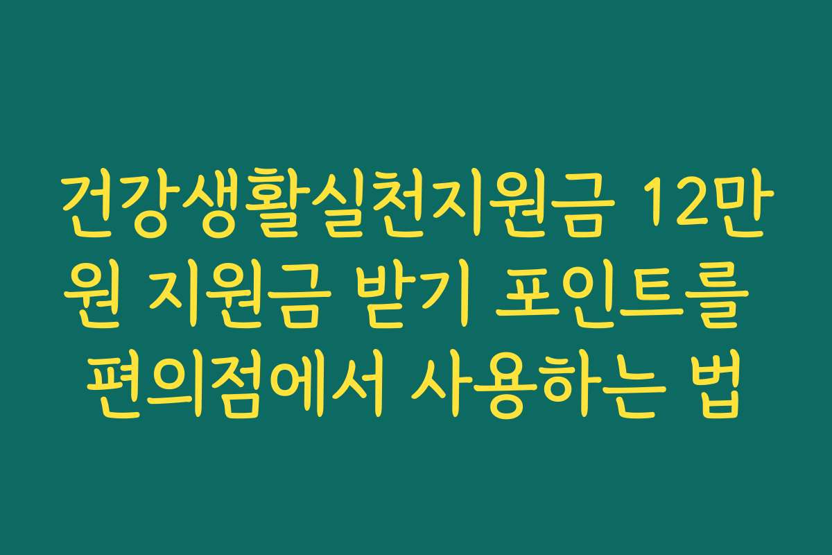 건강생활실천지원금 12만원 지원금 받기 포인트를 편의점에서 사용하는 법