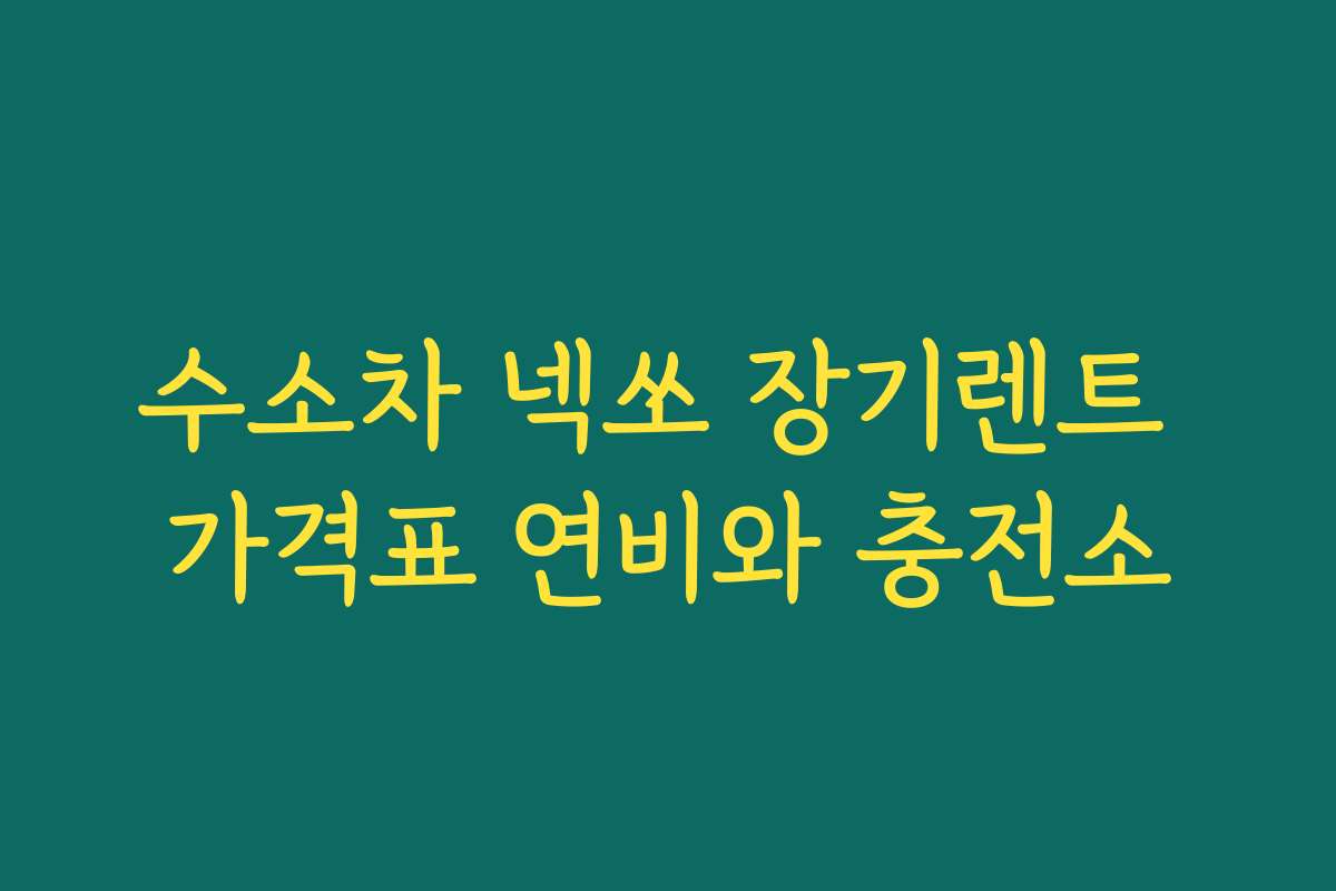 수소차 넥쏘 장기렌트 가격표 연비와 충전소