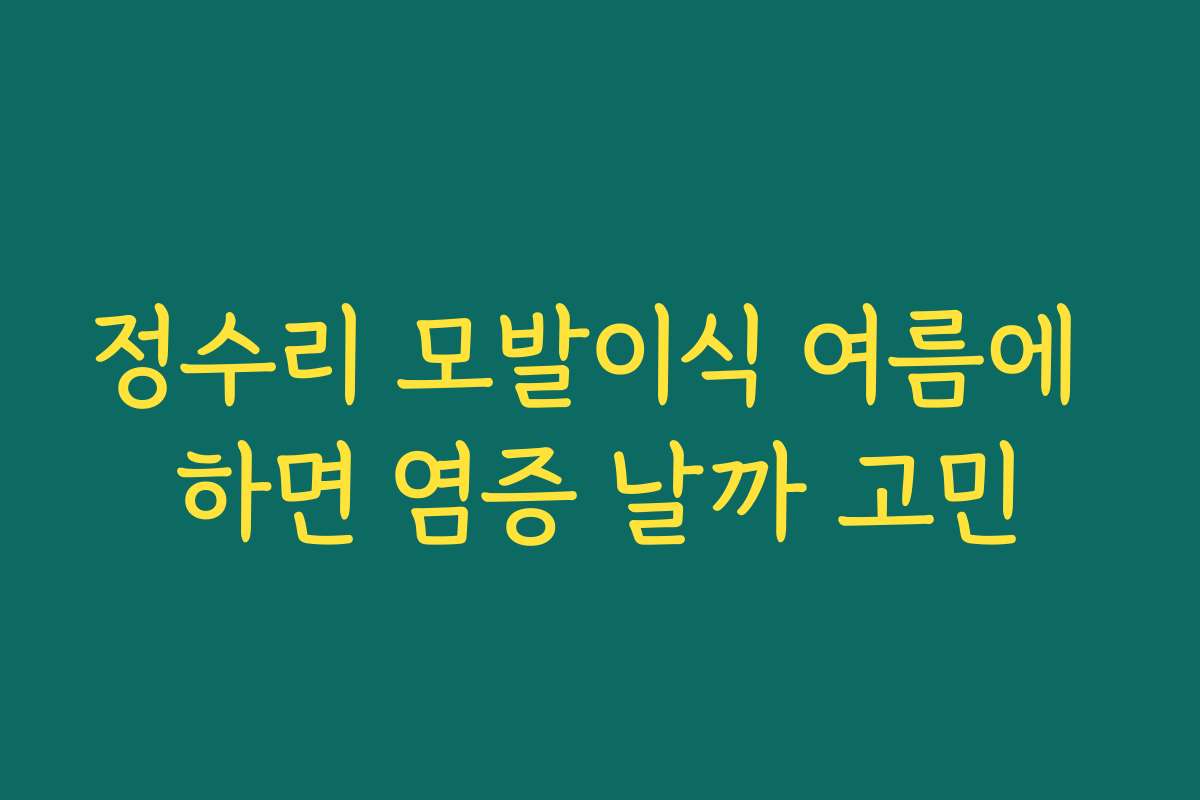 정수리 모발이식 여름에 하면 염증 날까 고민