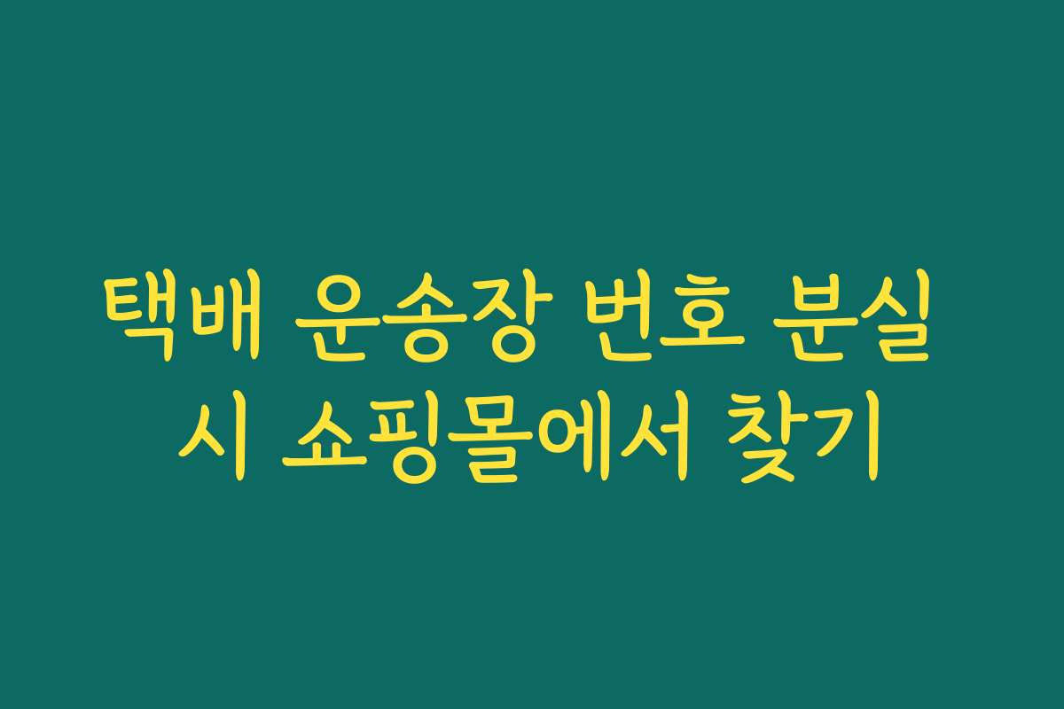 택배 운송장 번호 분실 시 쇼핑몰에서 찾기