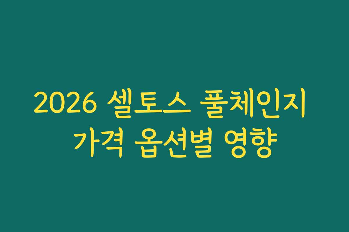 2026 셀토스 풀체인지 가격 옵션별 영향