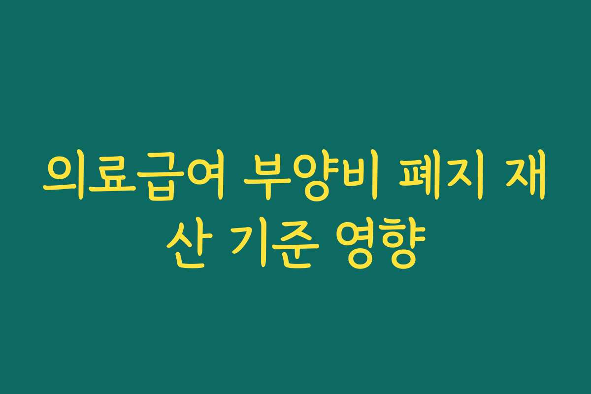 의료급여 부양비 폐지 재산 기준 영향
