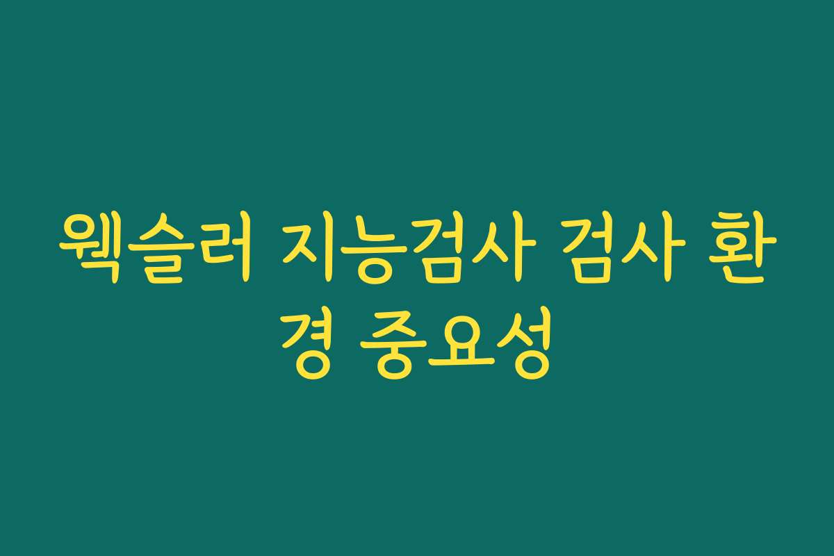 웩슬러 지능검사 검사 환경 중요성