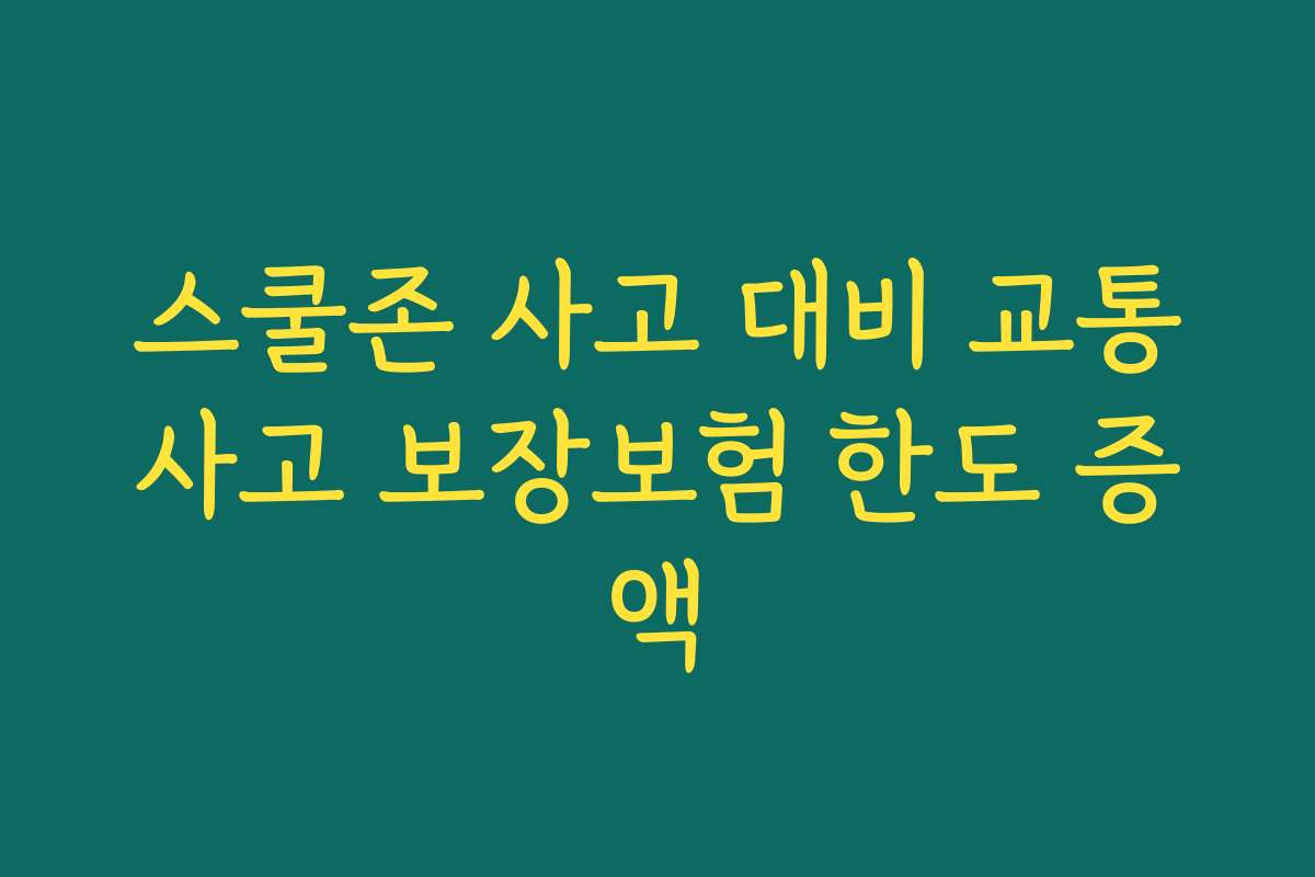 스쿨존 사고 대비 교통사고 보장보험 한도 증액