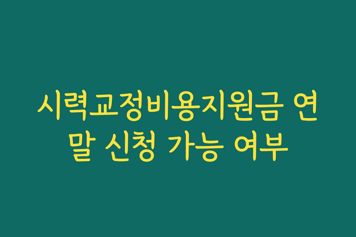 시력교정비용지원금 연말 신청 가능 여부