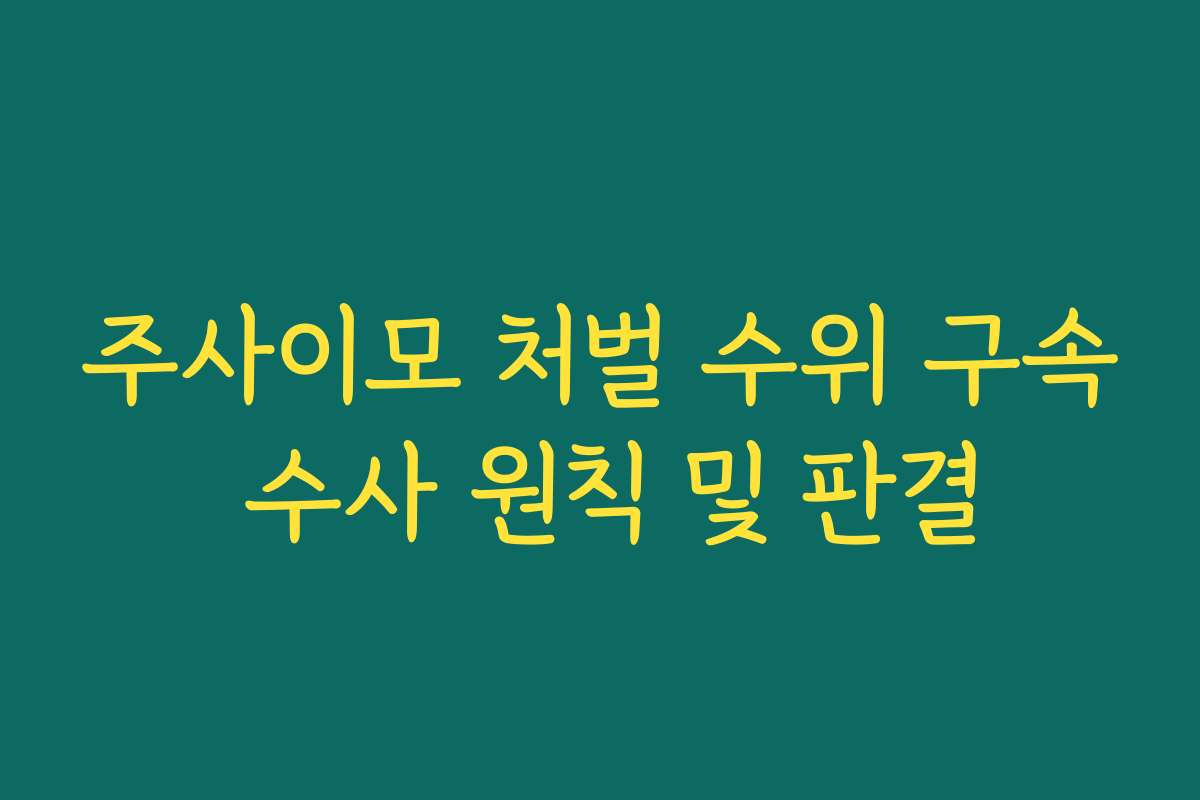 주사이모 처벌 수위 구속 수사 원칙 및 판결