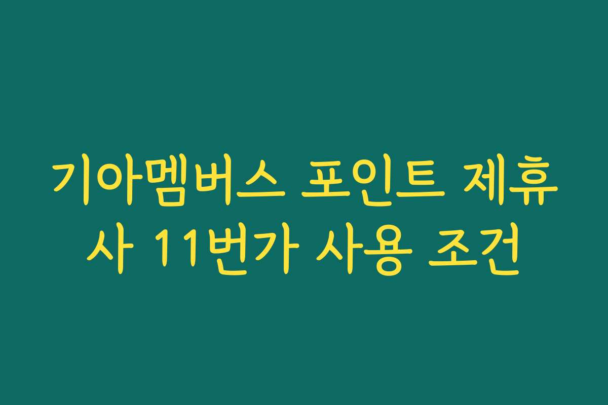 기아멤버스 포인트 제휴사 11번가 사용 조건