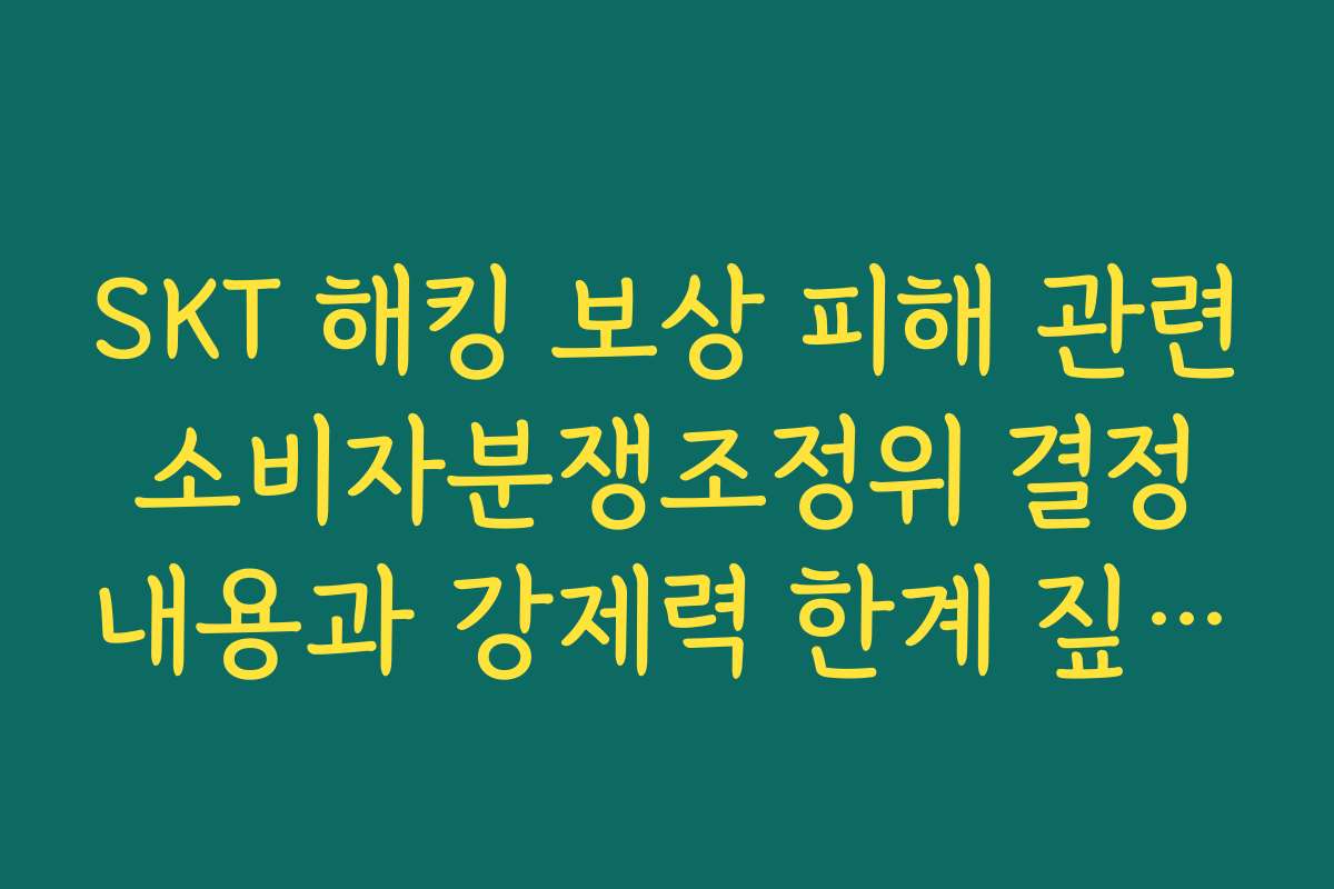 SKT 해킹 보상 피해 관련 소비자분쟁조정위 결정 내용과 강제력 한계 짚어보기