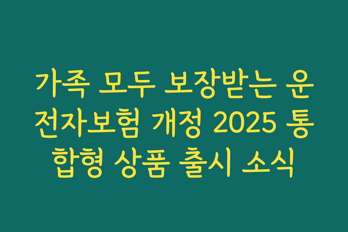 가족 모두 보장받는 운전자보험 개정 2025 통합형 상품 출시 소식