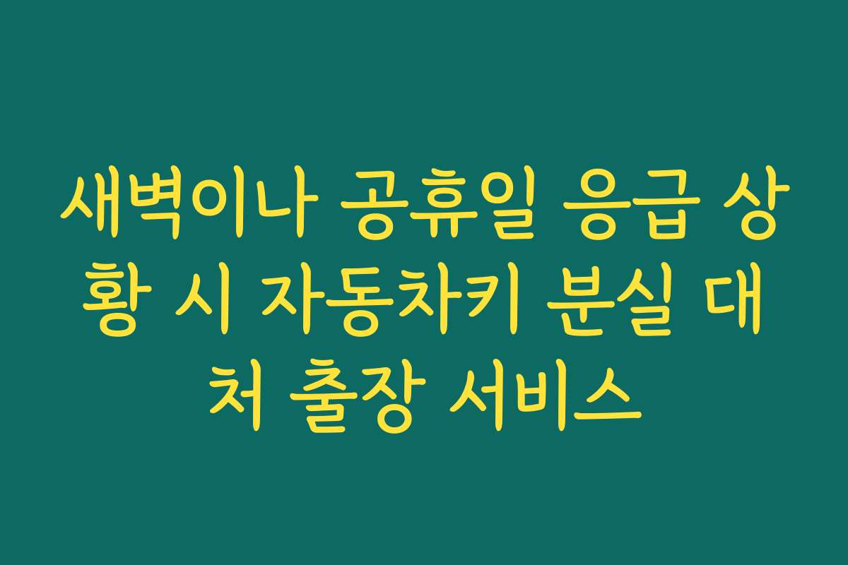 새벽이나 공휴일 응급 상황 시 자동차키 분실 대처 출장 서비스