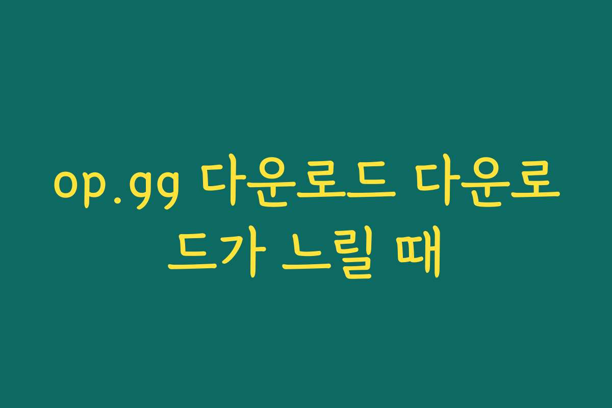 op.gg 다운로드 다운로드가 느릴 때