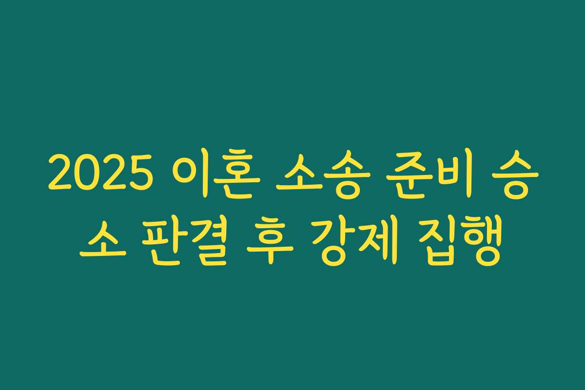 2025 이혼 소송 준비 승소 판결 후 강제 집행