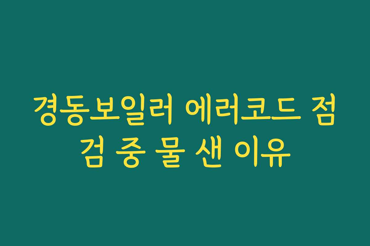 경동보일러 에러코드 점검 중 물 샌 이유