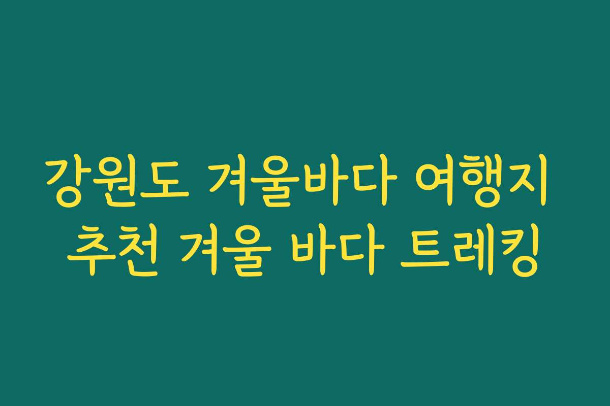 강원도 겨울바다 여행지 추천 겨울 바다 트레킹