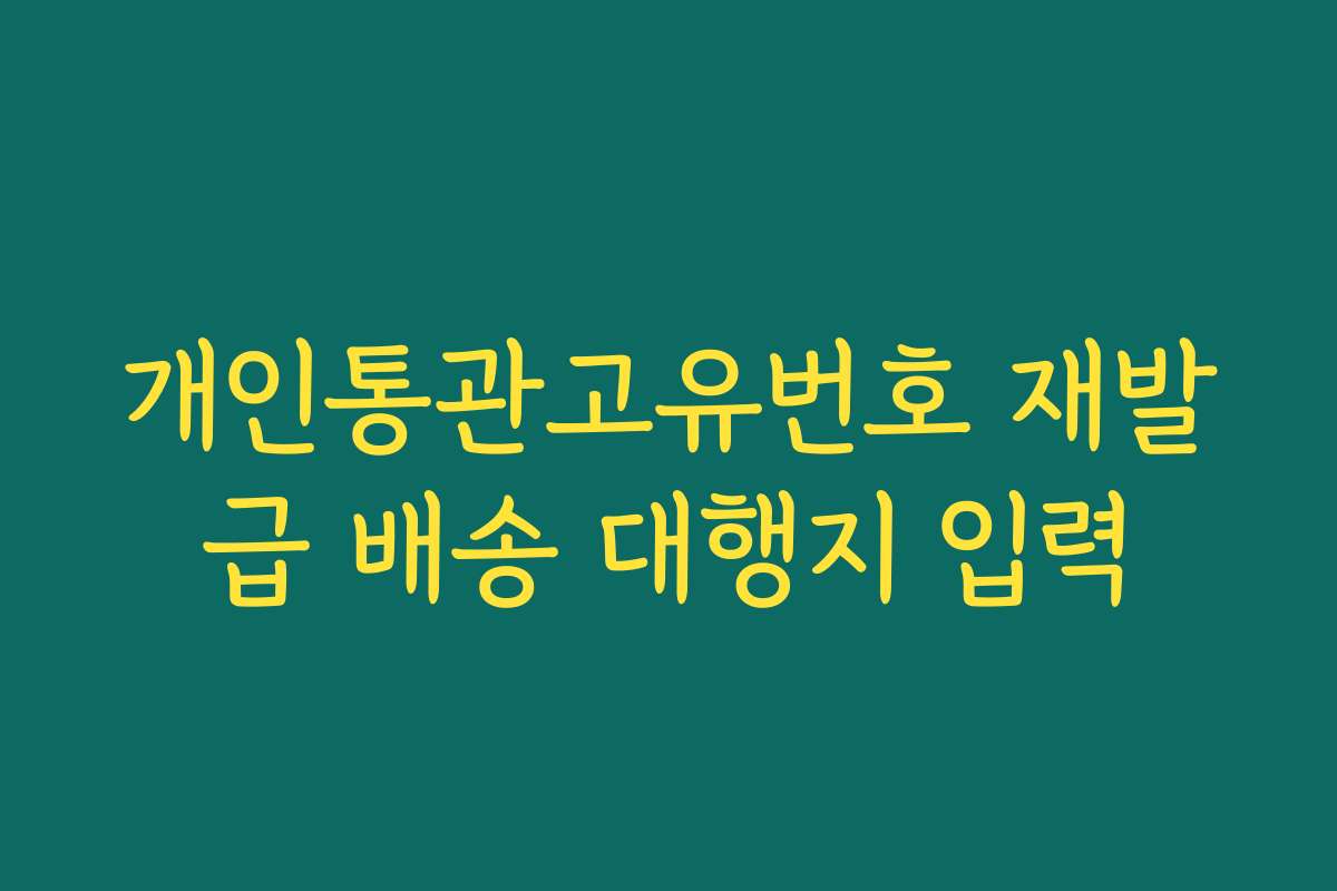 개인통관고유번호 재발급 배송 대행지 입력