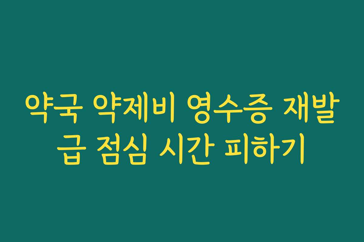 약국 약제비 영수증 재발급 점심 시간 피하기