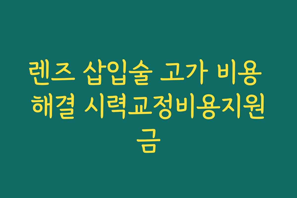 렌즈 삽입술 고가 비용 해결 시력교정비용지원금