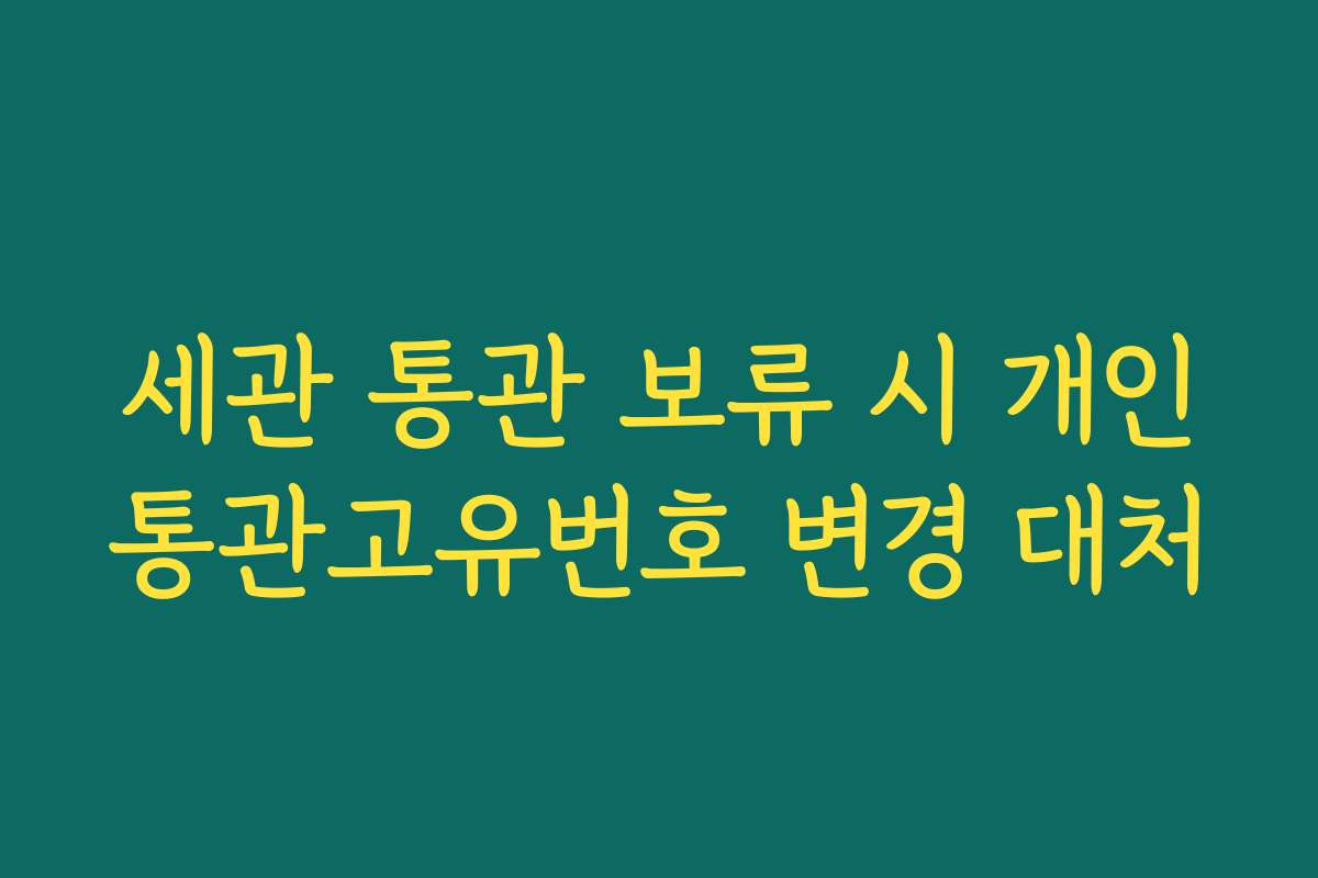 세관 통관 보류 시 개인통관고유번호 변경 대처