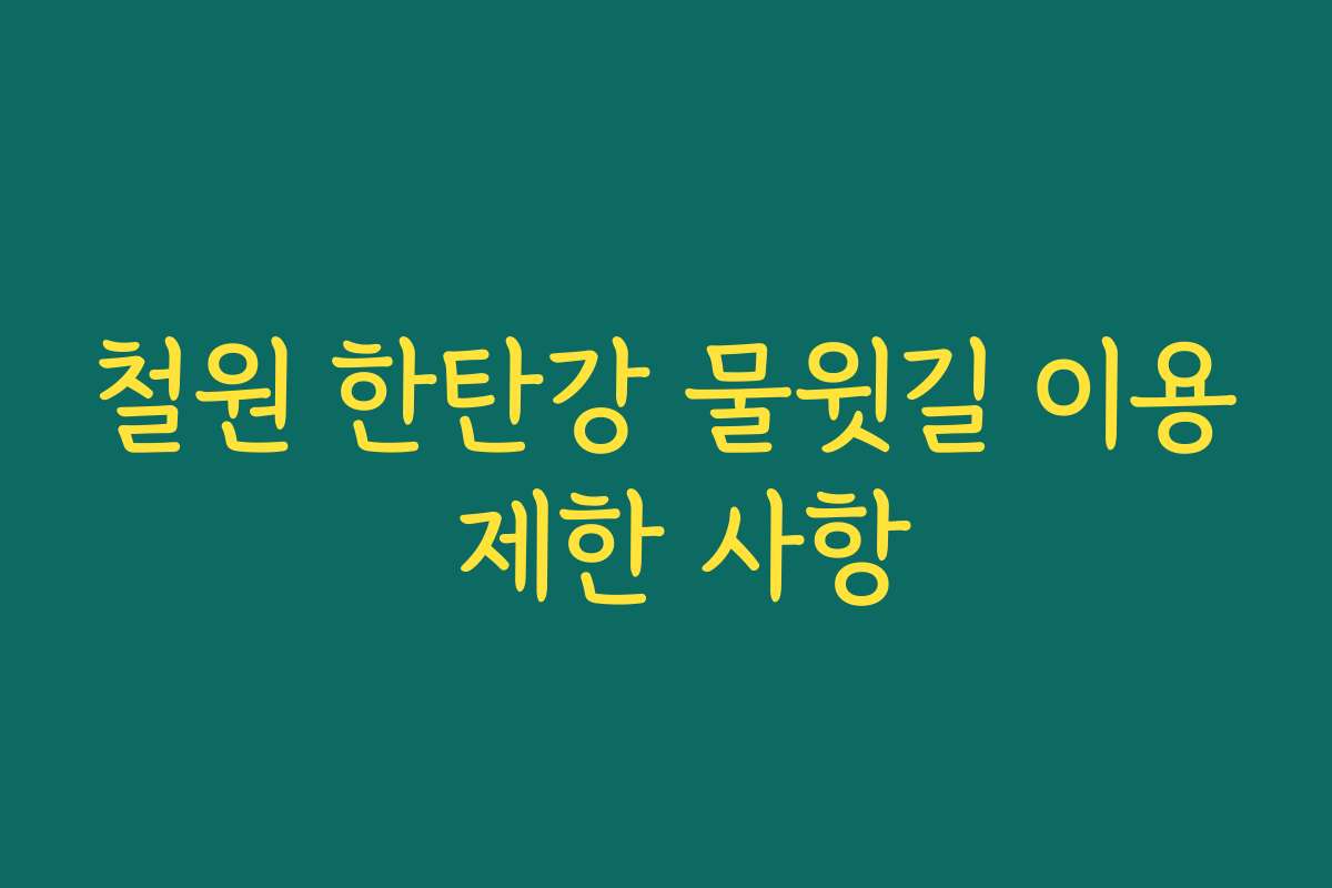 철원 한탄강 물윗길 이용 제한 사항