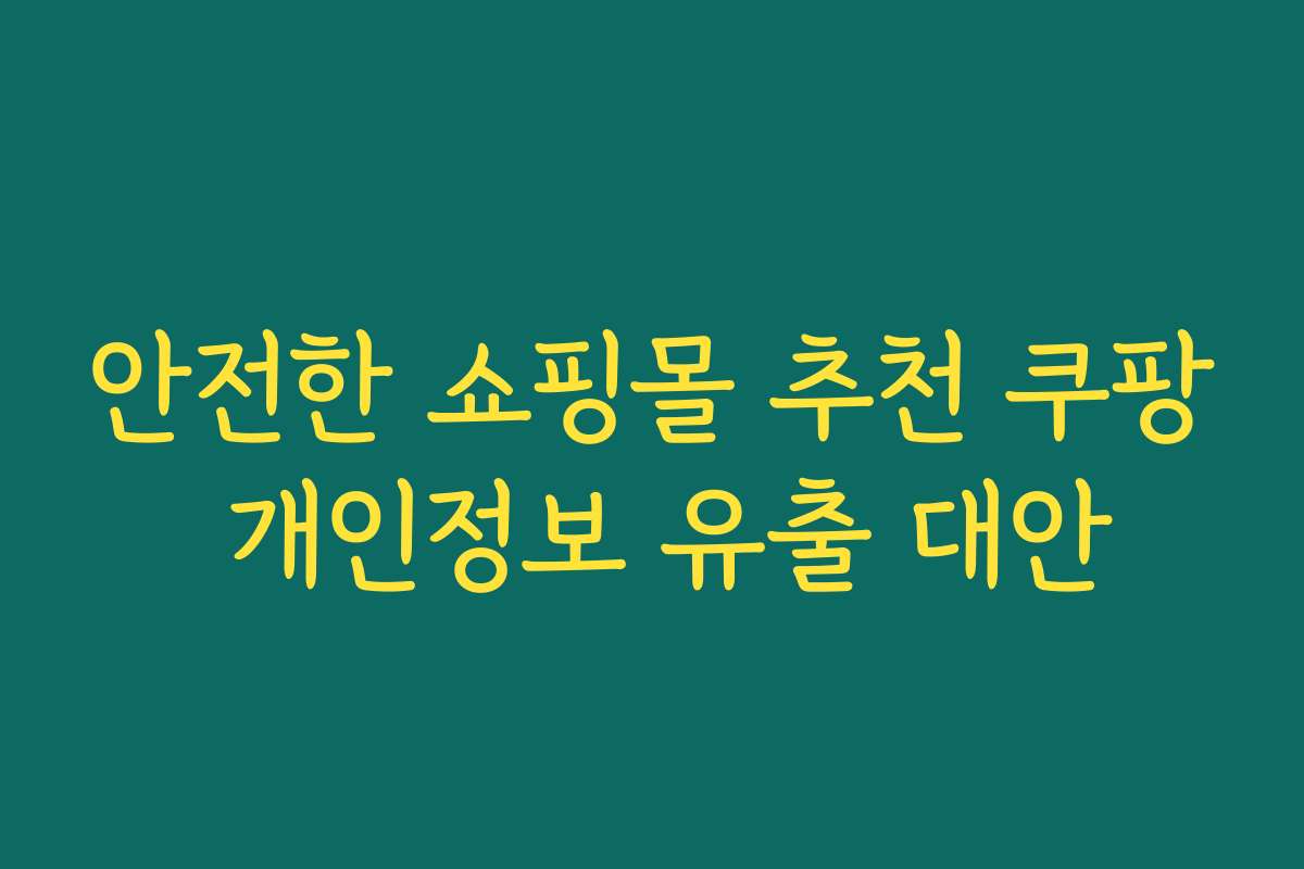 안전한 쇼핑몰 추천 쿠팡 개인정보 유출 대안