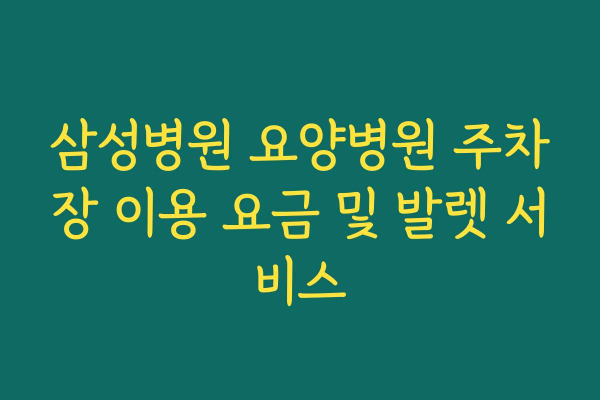 삼성병원 요양병원 주차장 이용 요금 및 발렛 서비스