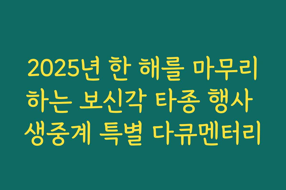 2025년 한 해를 마무리하는 보신각 타종 행사 생중계 특별 다큐멘터리