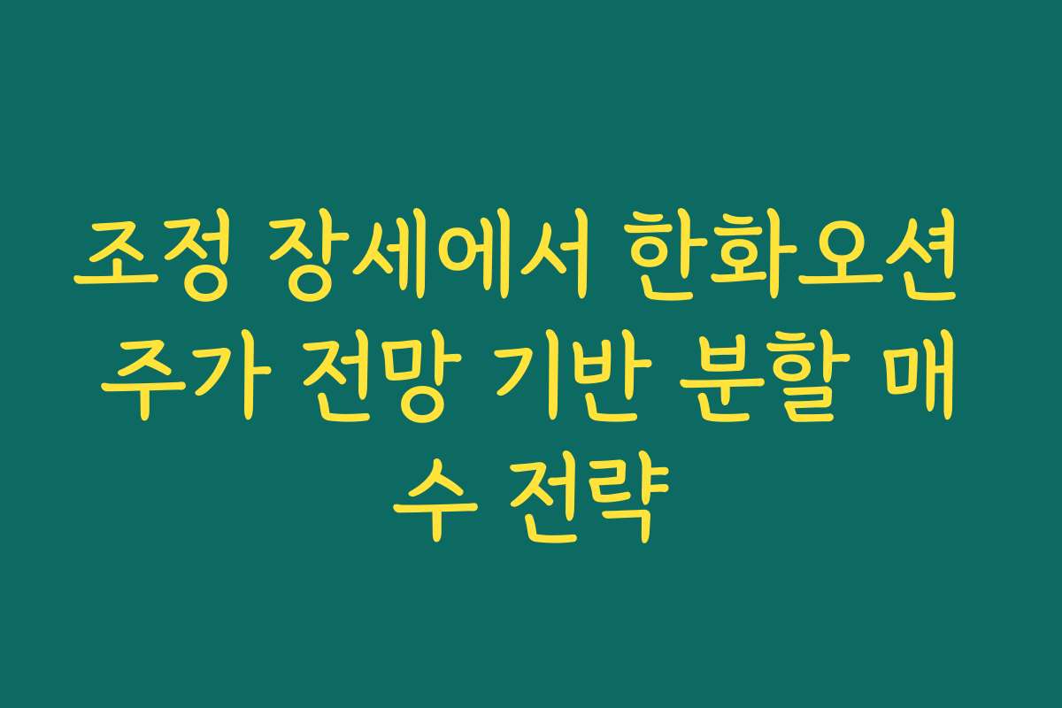 조정 장세에서 한화오션 주가 전망 기반 분할 매수 전략