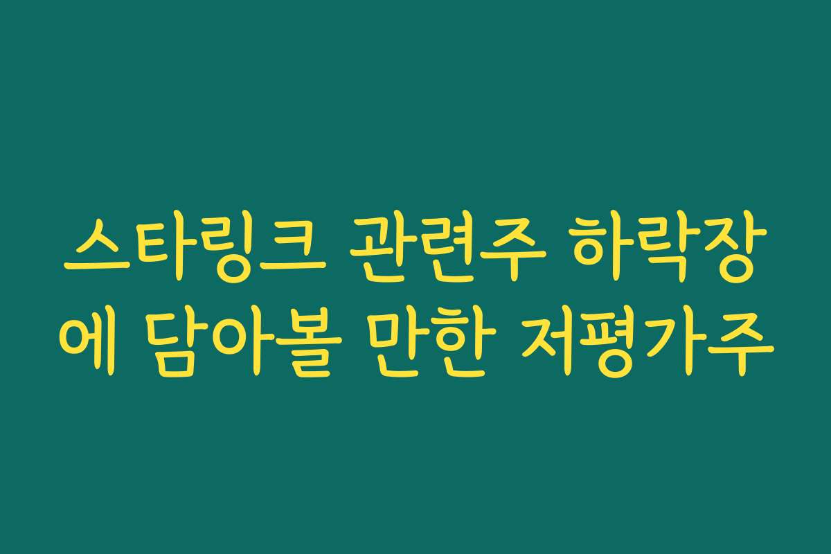 스타링크 관련주 하락장에 담아볼 만한 저평가주