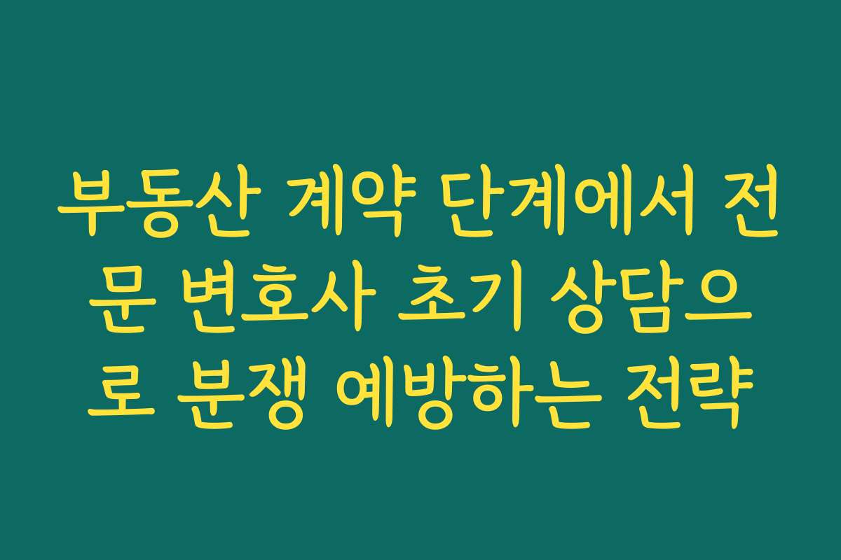부동산 계약 단계에서 전문 변호사 초기 상담으로 분쟁 예방하는 전략