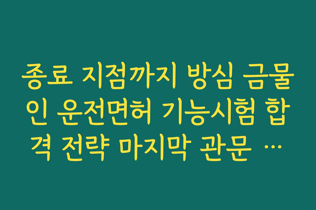 종료 지점까지 방심 금물인 운전면허 기능시험 합격 전략 마지막 관문 통과