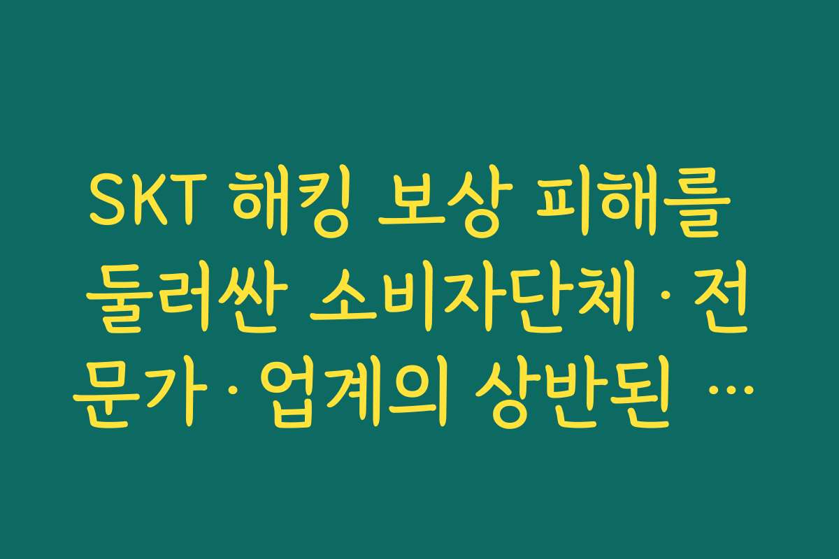 SKT 해킹 보상 피해를 둘러싼 소비자단체·전문가·업계의 상반된 반응 정리