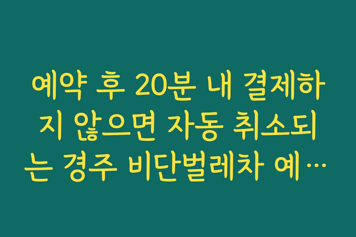 예약 후 20분 내 결제하지 않으면 자동 취소되는 경주 비단벌레차 예약내용 규정 정리