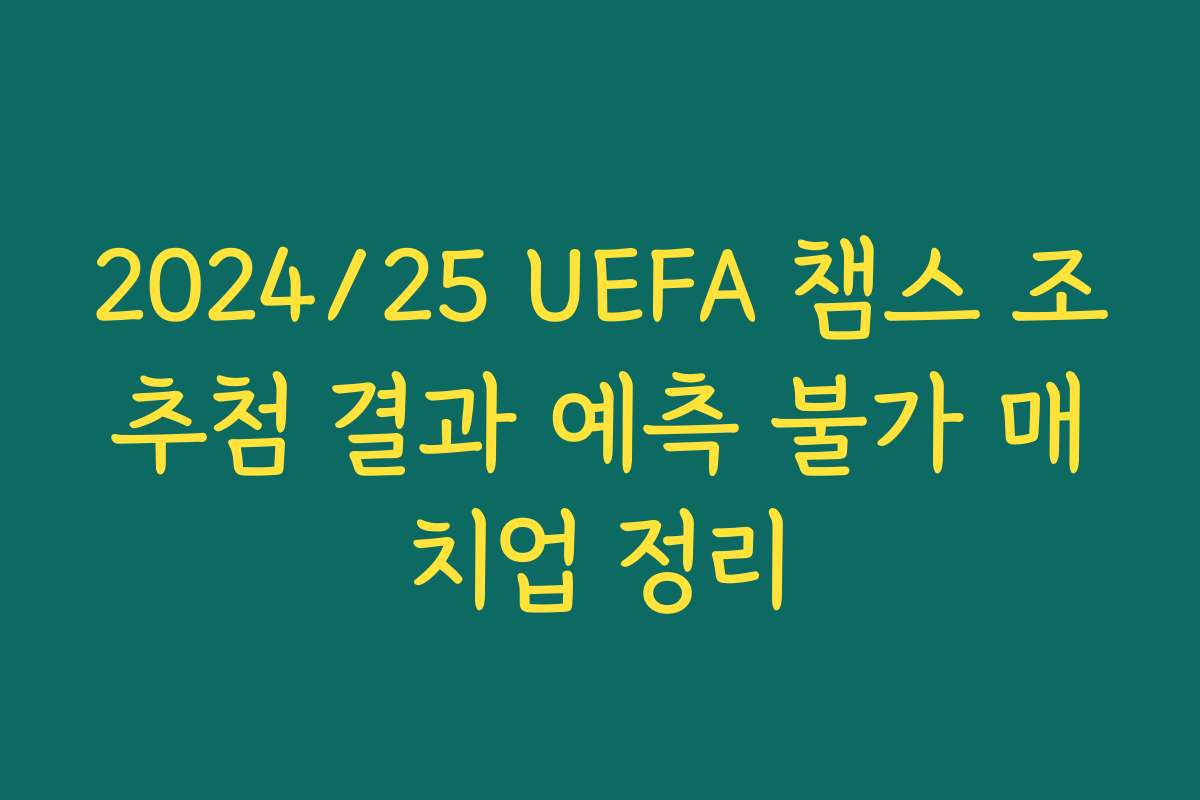 2024/25 UEFA 챔스 조추첨 결과 예측 불가 매치업 정리
