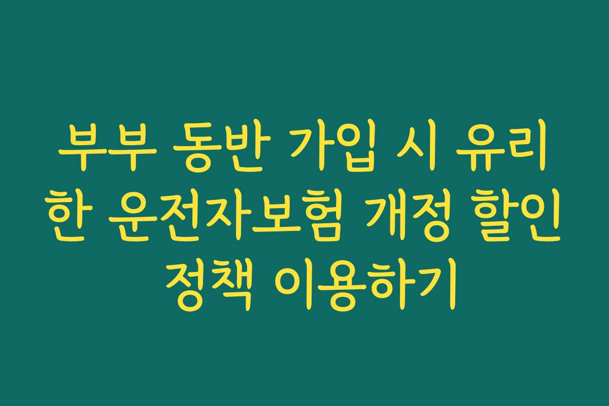 부부 동반 가입 시 유리한 운전자보험 개정 할인 정책 이용하기