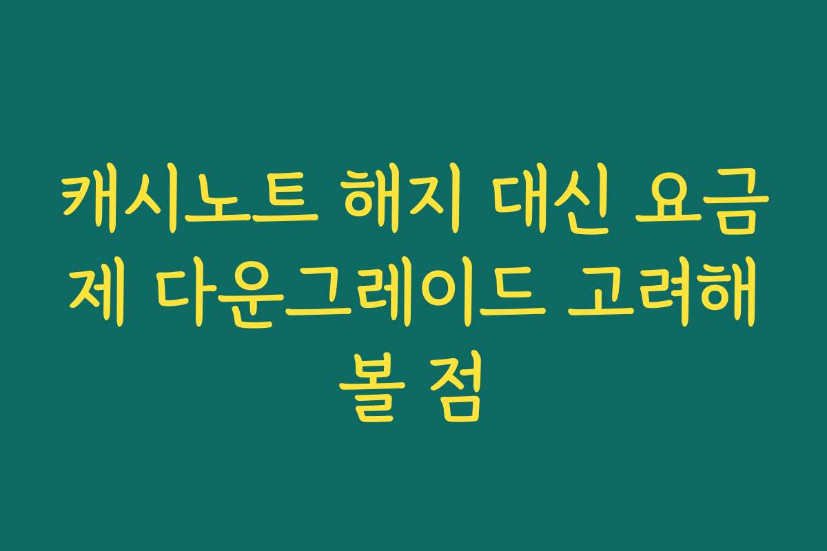 캐시노트 해지 대신 요금제 다운그레이드 고려해볼 점