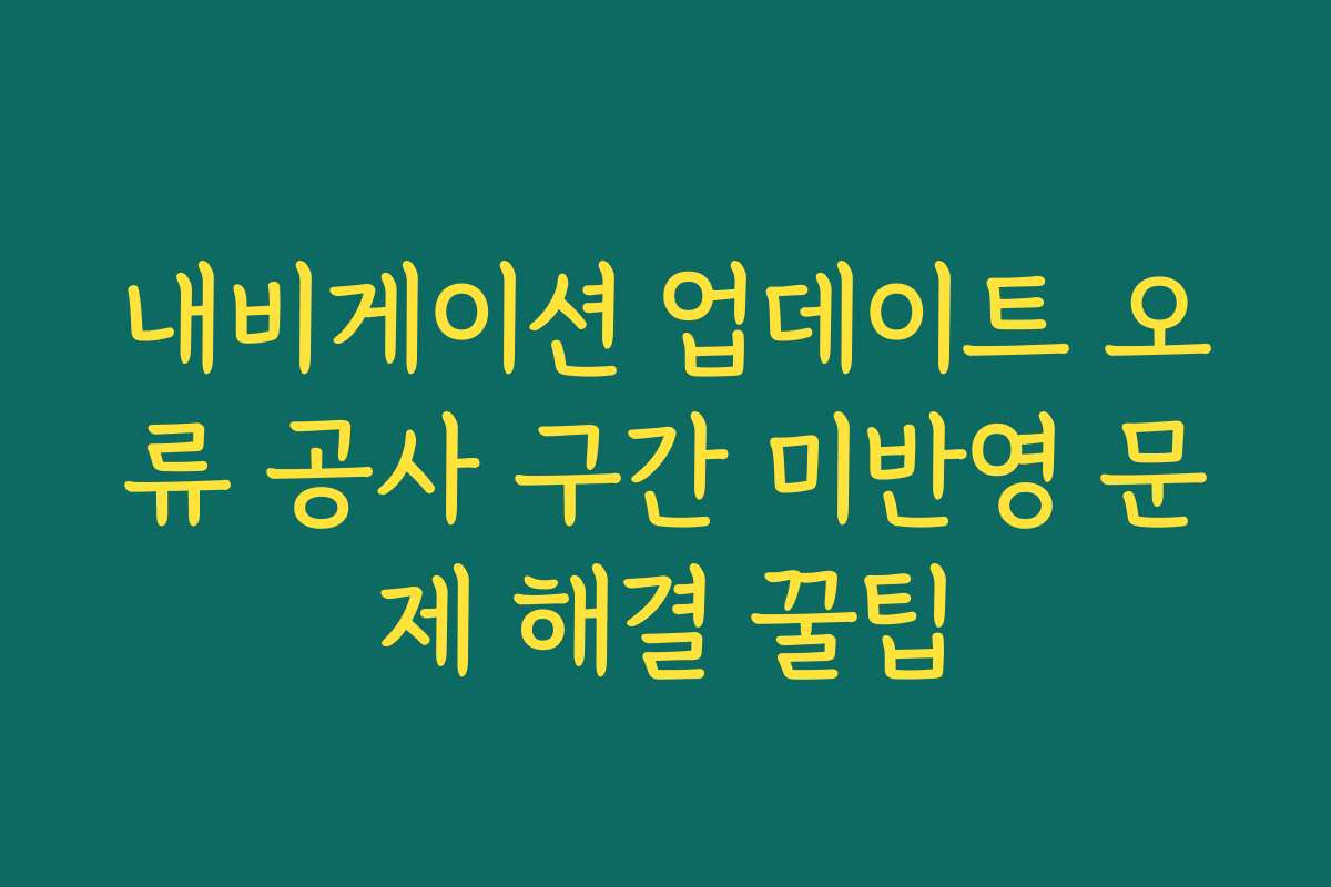 내비게이션 업데이트 오류 공사 구간 미반영 문제 해결 꿀팁