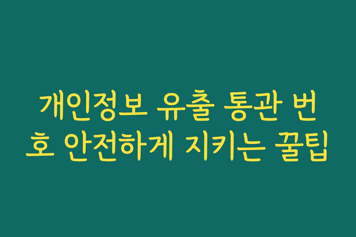 개인정보 유출 통관 번호 안전하게 지키는 꿀팁