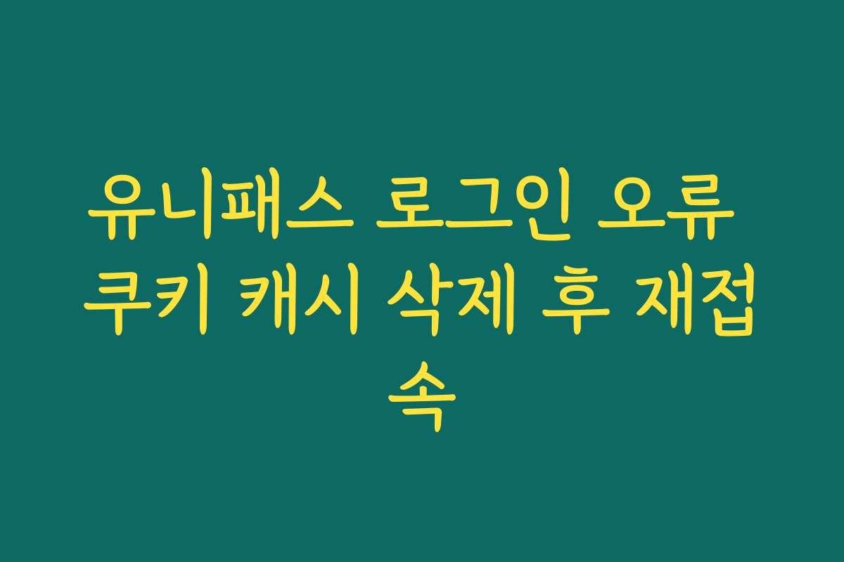 유니패스 로그인 오류 쿠키 캐시 삭제 후 재접속