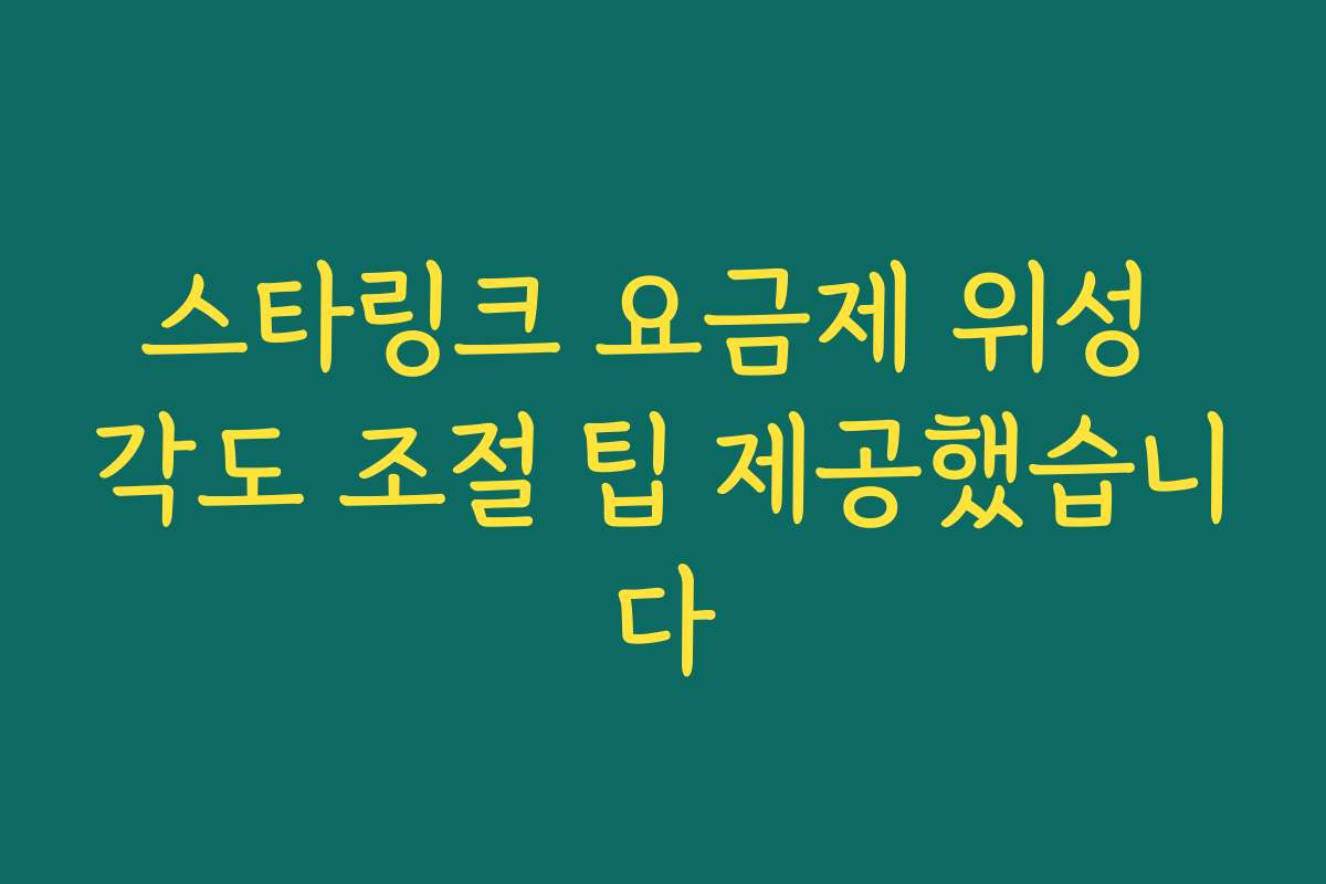 스타링크 요금제 위성 각도 조절 팁 제공했습니다