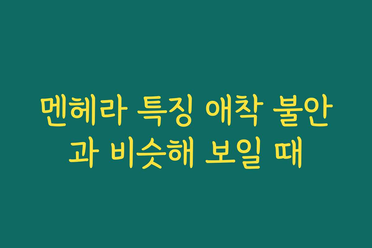 멘헤라 특징 애착 불안과 비슷해 보일 때