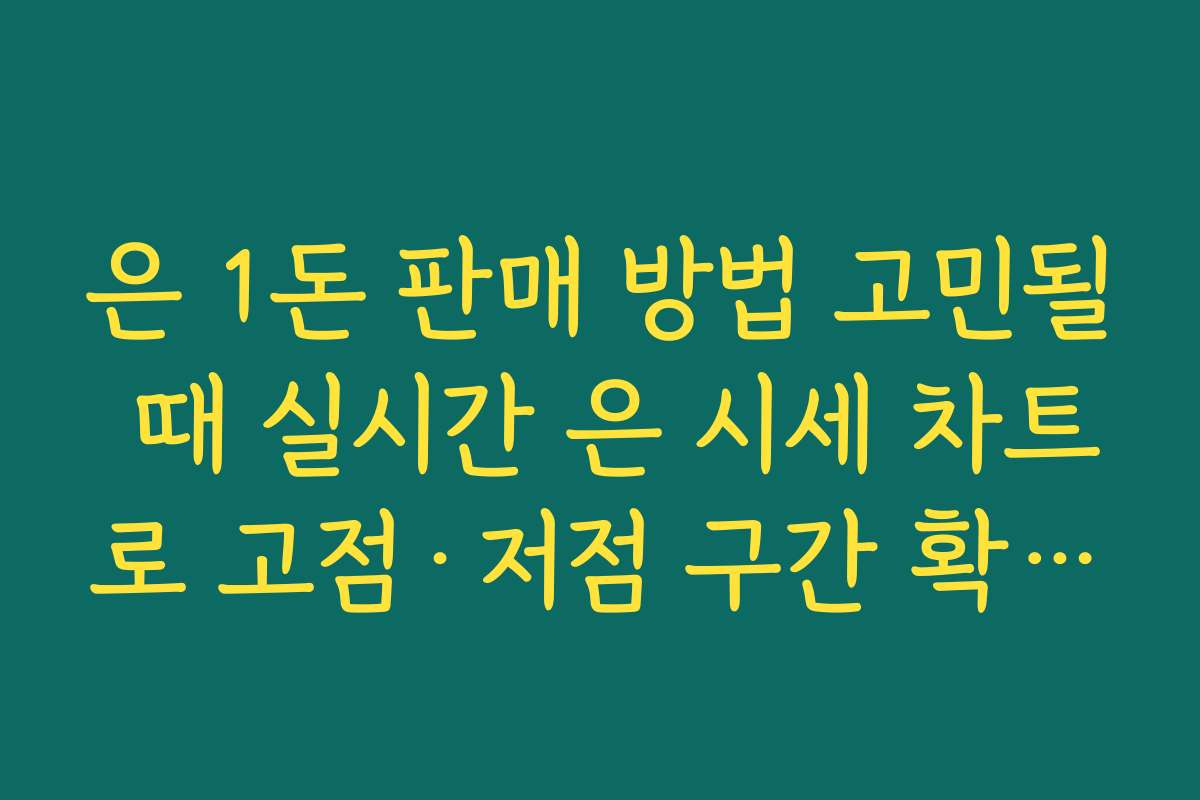 은 1돈 판매 방법 고민될 때 실시간 은 시세 차트로 고점·저점 구간 확인하기